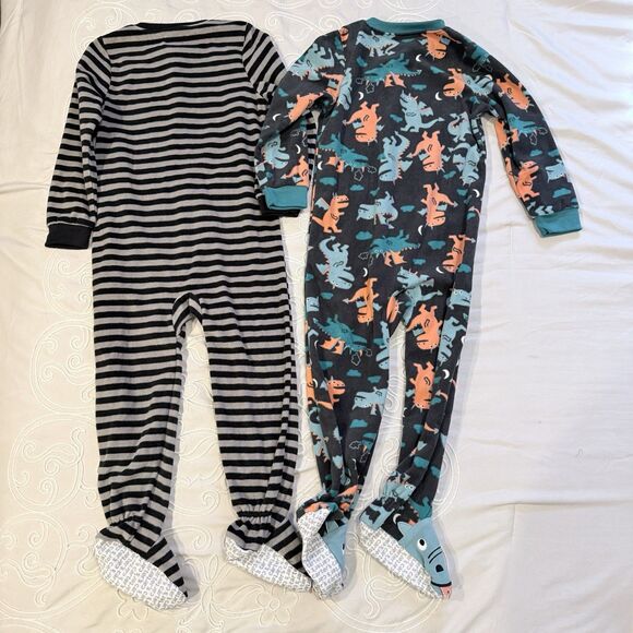 Carter’s Toddler Boy Footed Pajamas Set Size 4T Fleece Pjs Soft Zip Dinosaurs - Picture 2 of 6